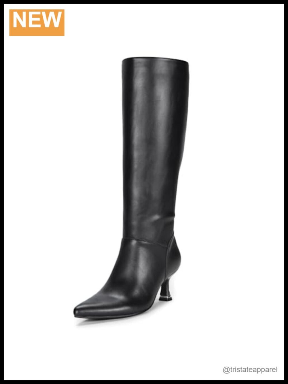 Faux Leather Knee High Kitten Heel Zip Boots Pointed Toe Dress Shoes